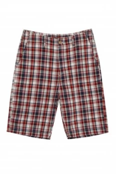 image of Mens French Connection Laundered Oxford Check Shorts Red