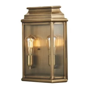 image of 2 Light Large Wall Lantern - Brass Finish IP44, E27