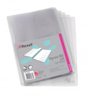 Image of Rexel Nyrex Twin Wallet Clear 12195 (PK25)