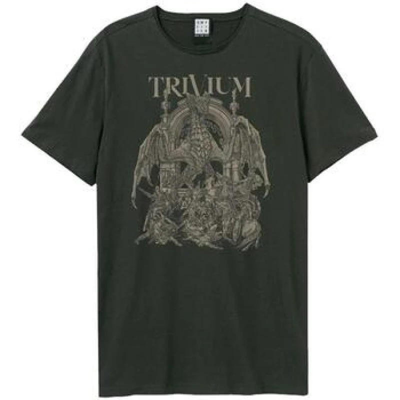 Image of Amplified Amplified Men Dragon Temple Trivium T-Shirt in Charcoal Size: X-Small Charcoal XS Male 5063377029383