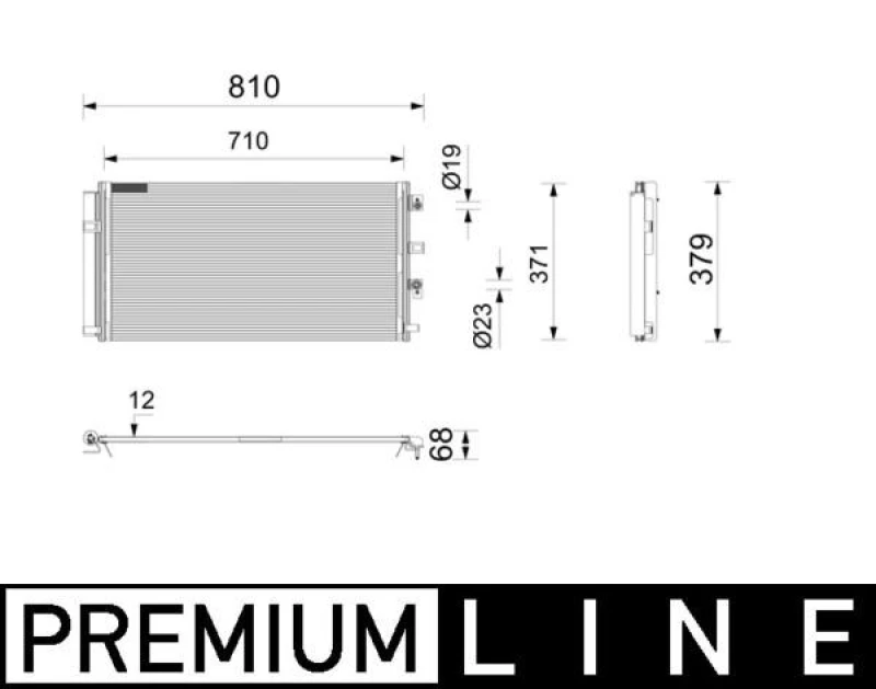 Image of MAHLE AC 1213 000P Condenser LX 2115.jpg with dryer, without gasket/seal Condenser,air conditioning (448)