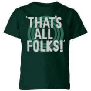 image of Looney Tunes That's All Folks Kids T-Shirt - Forest Green - 11-12 Years