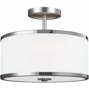 Image of 2 Bulb Ceiling Pendant Light Fitting Satin Nickel Chrome LED E27 100W Bulb