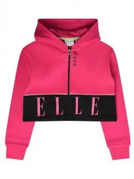 Image of Elle Girls Cropped Logo Hoodie - Pink