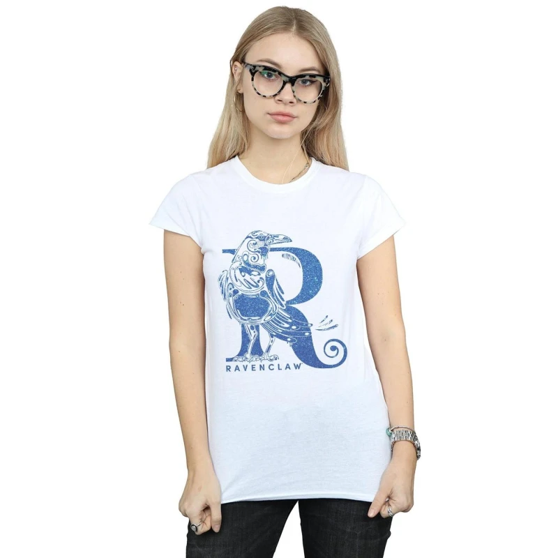 Image of Harry Potter Ravenclaw Glitter Cotton T-Shirt White female