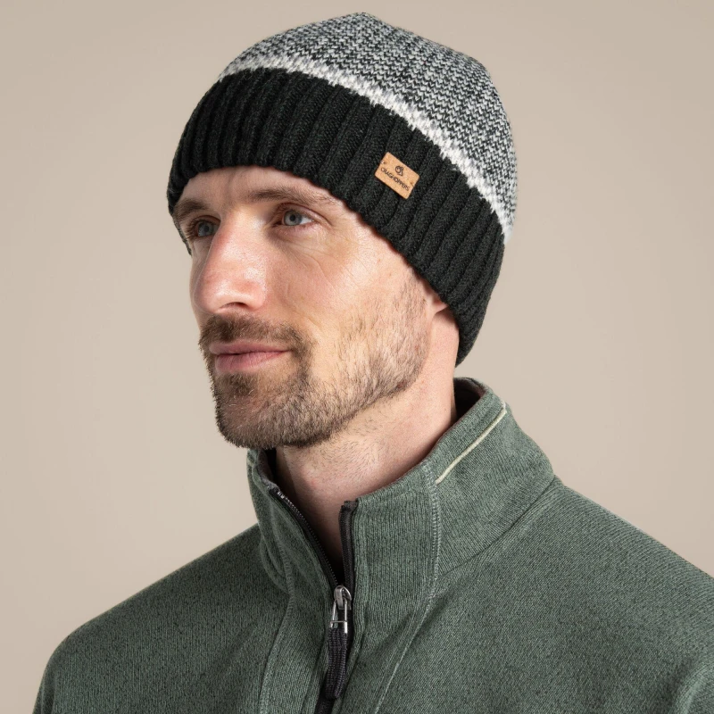 Image of Craghoppers Craghoppers Men Forster Knitted Beanie in Black Size: Small/Large Black S/M Male 5063260074971