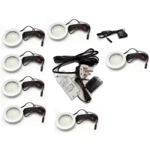 Image of Round LED Light Under Furniture Cabinet Shelf Cupboard Full Kit vasco - Light Colour Cold White - Lights 7