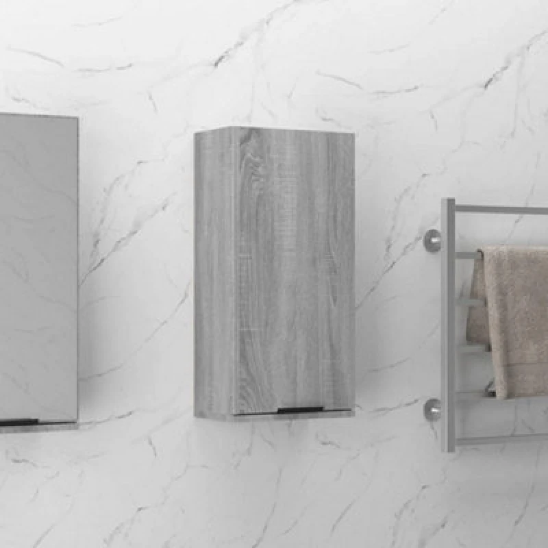 Image of Vidaxl Wall-mounted Bathroom Cabinet Grey Sonoma 32X20X67 Cm, Grey 817061
