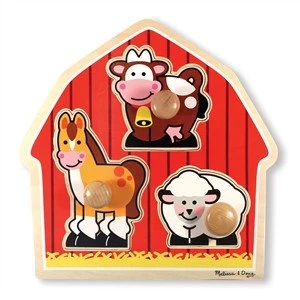 Image of Melissa and Doug Barnyard Animals Large Peg Puzzle