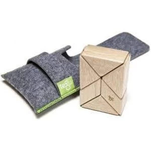 image of 6 Piece Tegu Pocket Pouch Prism Magnetic Wooden Block Set Natural