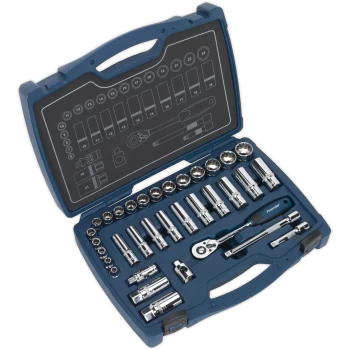 image of Sealey AK8994 3/8" Drive 34 Piece Socket Set 3/8"