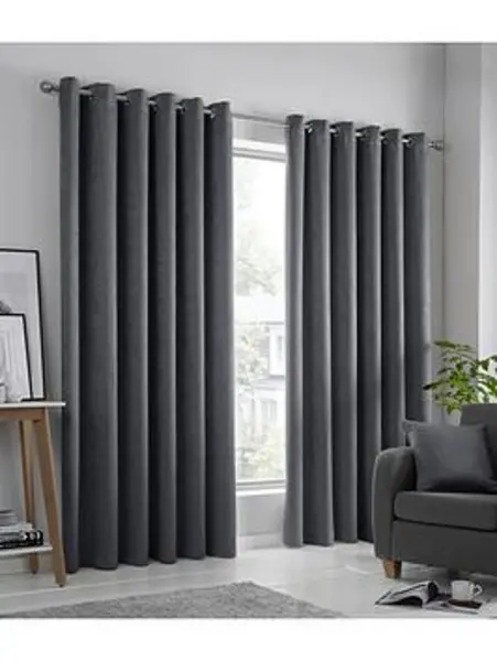 Image of Fusion Strata Dim-Out Eyelet Curtains Natural QFTPM Unisex width: 114x137cm(45x54inches)