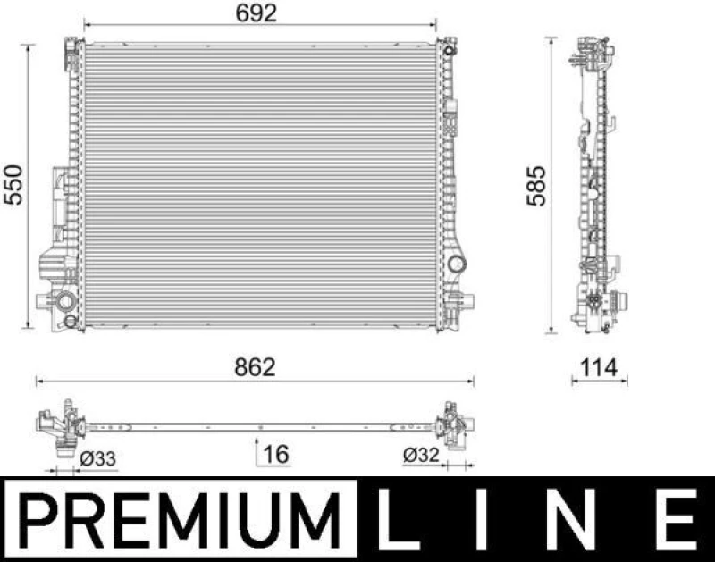 Image of MAHLE CR 2607 000P Engine radiator Aluminium, Brazed cooling fins Radiator,engine cooling (470)