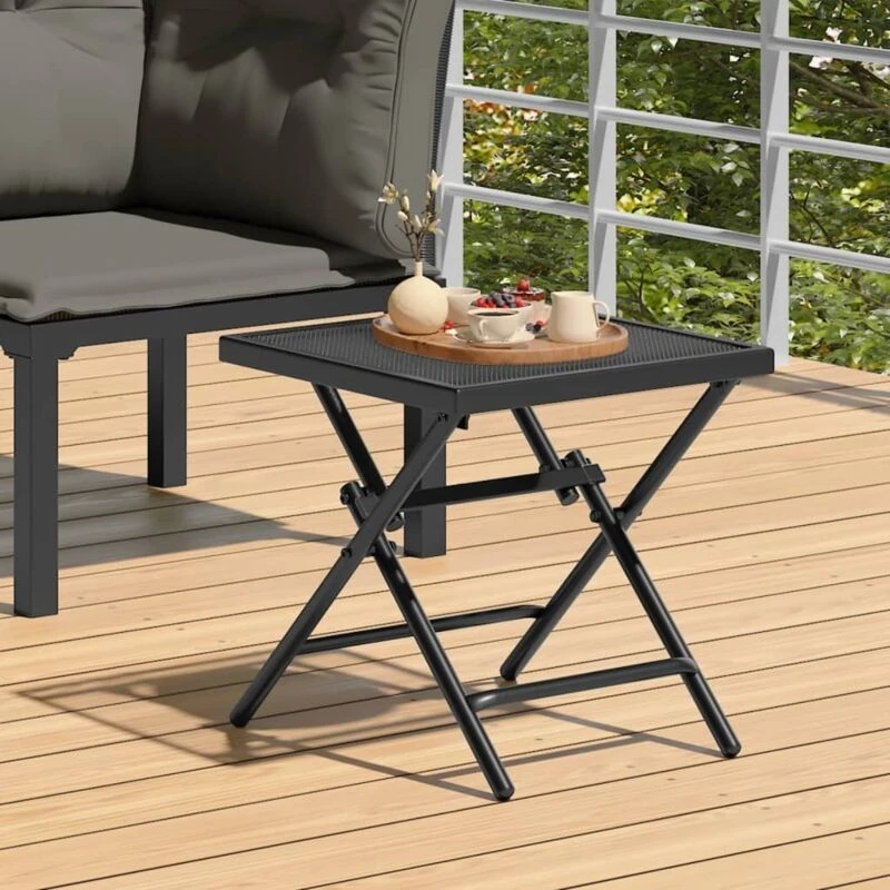 Image of vidaXL Folding Garden Table Anthracite 38x38x38cm Steel Mesh, Grey 362766