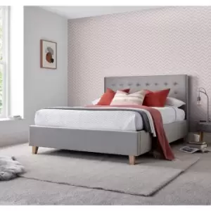 Image of Kingham Grey Velvet Ottoman Bed Kingsize