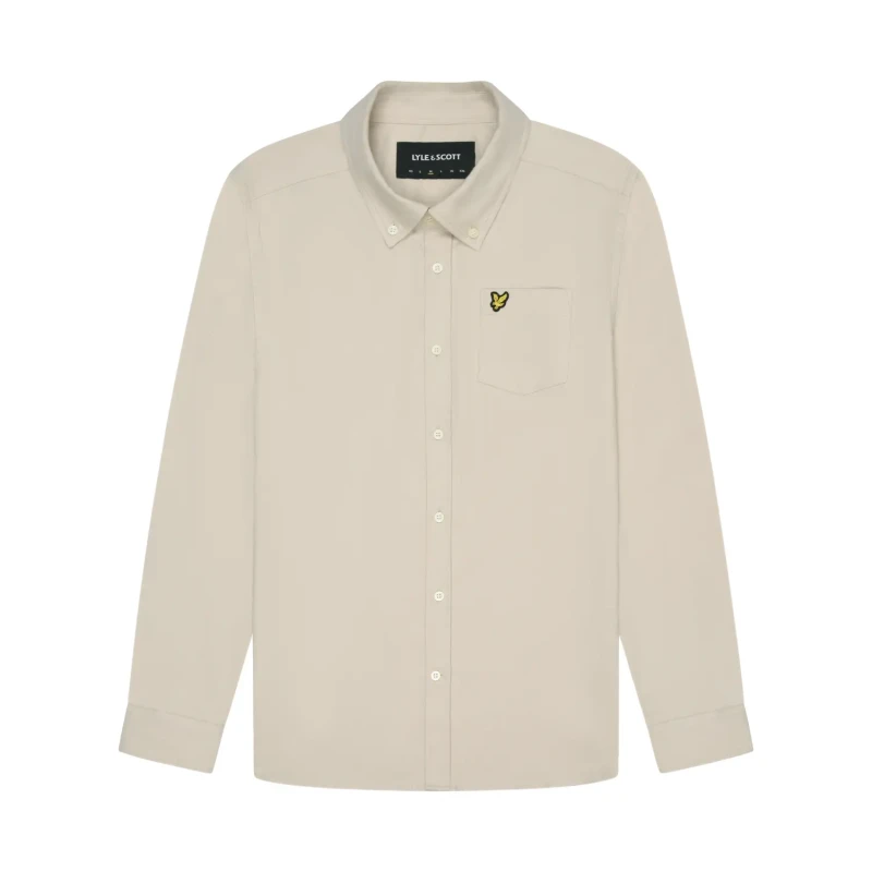 Image of Lyle & Scott Cove Plain Flannel Shirt Stone Male XL 224880UK