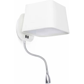 image of Faro Sweet - 1 Light Indoor Wall Light White with Reading Lamp, E27