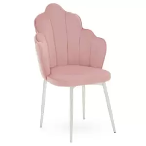 Image of Interiors By PH Velvet Dining Chair Pink Chrome Legs