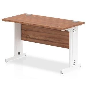 Image of Trexus Desk Rectangle Cable Managed White Leg 1200x600mm Walnut Ref