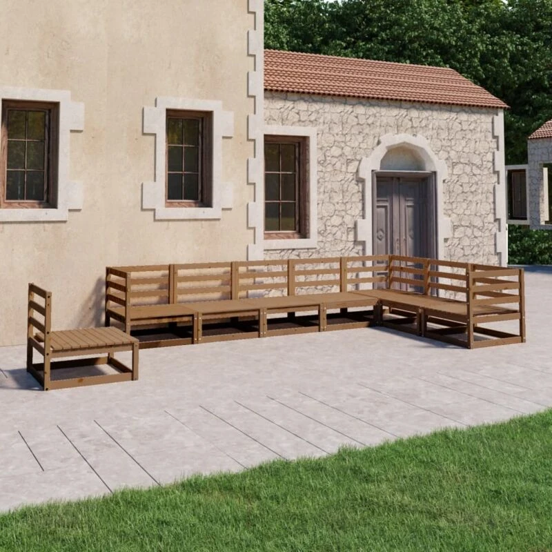 Image of VIDAXL 8 Piece Garden Lounge Set Honey Brown Solid Pinewood Vidaxl 8720286468807