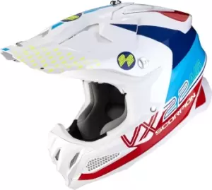 image of Scorpion VX-22 Air Ares Motocross Helmet, white-red-blue, Size L, white-red-blue, Size L