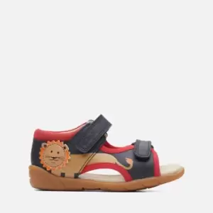 image of Clarks Toddler Zora Jungle Sandals - Navy/Red - UK 4.5 Toddler