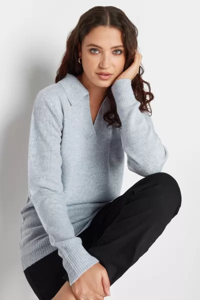 image of Tall Collared Knitted Jumper