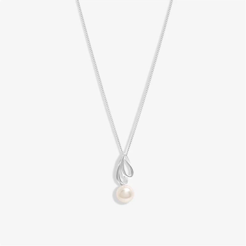 Image of Simply Silver Sterling Silver 925 Polished And Pearl Swirl Pendant Silver