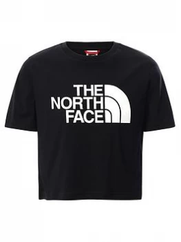 image of The North Face Girls Short Sleeve Easy Crop T-Shirt - Black, Size S=7-8 Years, Women