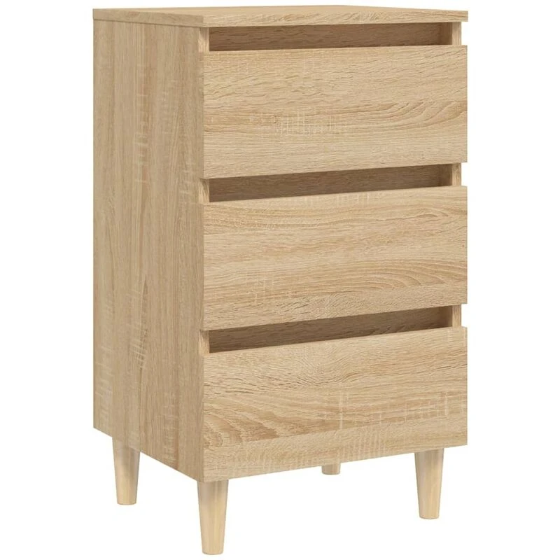 Image of VIDAXL Bed Cabinet with Solid Wood Legs Sonoma Oak 40x35x69cm Vidaxl 8720286357026