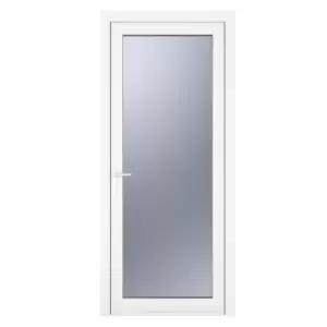 Image of Crystal uPVC Obscure Single Door Full Glass Right Hand Open 840mm x 2090mm Obscure Glazing - White