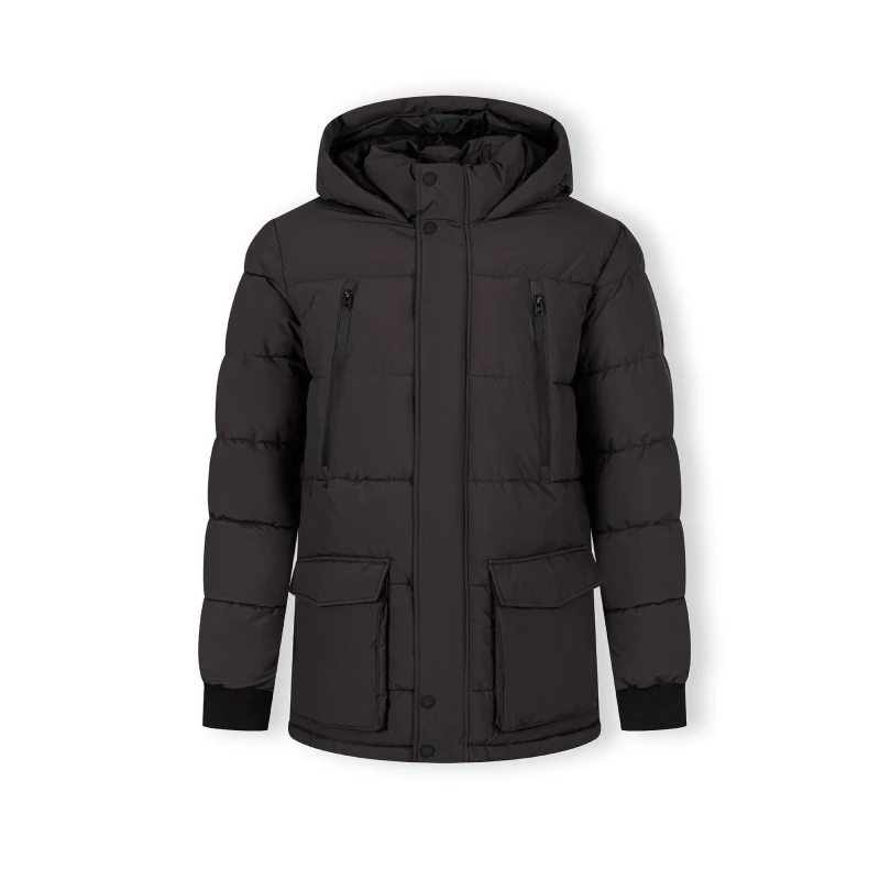 Image of Minoti Men long jacket with fleece lining and waterproof zip pockets grey Charcoal male X Small