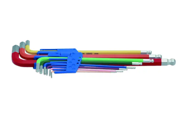 image of Laser Tools 7869 Colour Coded Hex Key Set - Ball End 9pc 1.5 - 10mm