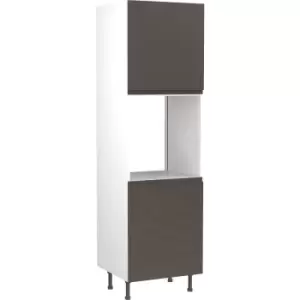 Image of Kitchen Kit Flatpack J-Pull Kitchen Cabinet Tall Single Oven Unit Super Gloss 600mm in Graphite MFC