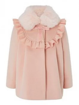Image of Monsoon Baby Girls Pink Frill Coat - Pink