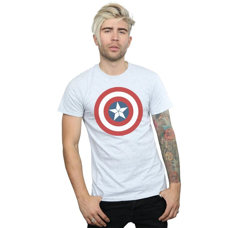 Image of Marvel Marvel Men Captain America Civil War Shield T-Shirt in Grey Size: Small Grey S Male 5057981025299
