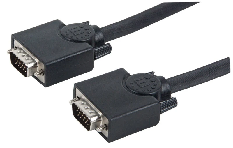 Image of Manhattan Manhattan VGA Monitor Cable (with Ferrite Cores), 20m, Black, Male to Male, HD15, Cable of higher SVGA Specification (fully compatible), Shi