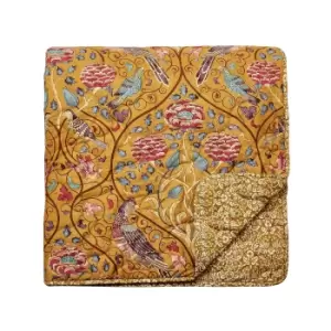 image of William Morris Seasons By May Quilted Throw, Saffron