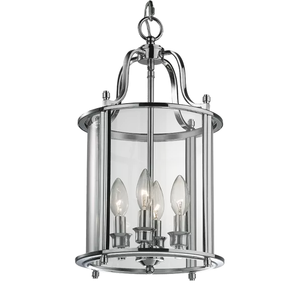 image of New York 4 Light Lanterns Pendant Ceiling Light Silver, E14