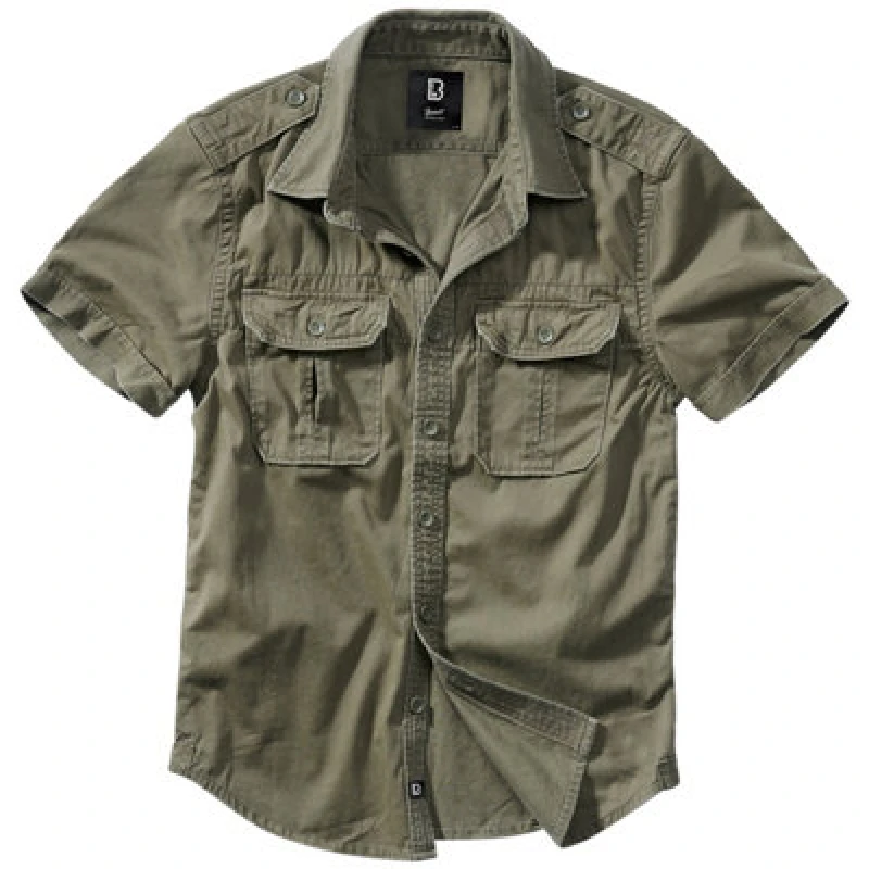 Image of Brandit Vintage Shirt Short Sleeve Olive Size Xxxxxx Large