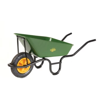 Builders Wheelbarrow With A Black Frame & Pneumatic Wheel