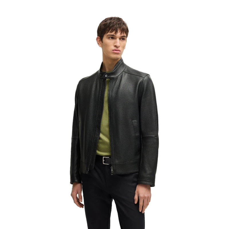Image of Boss Mens H Mansell3 Leather Jacket Black male 36 (46)