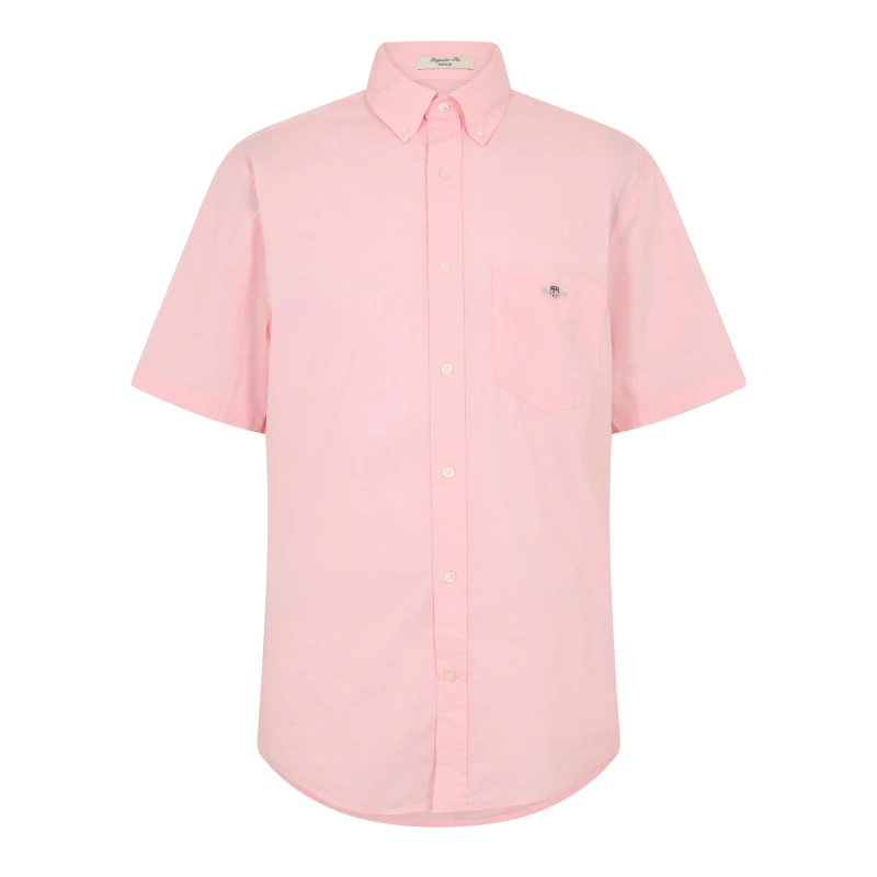 Image of Gant Mens Classic Poplin Short Sleeve Shirt Washed Pink 666 male 2XL