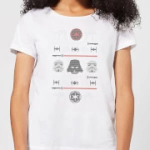 Image of Star Wars Imperial Knit Womens Christmas T-Shirt - White - 3XL