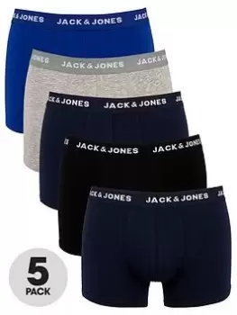 Image of Jack & Jones 5 Pack Trunks, Black/Blue/Grey, Size L, Men
