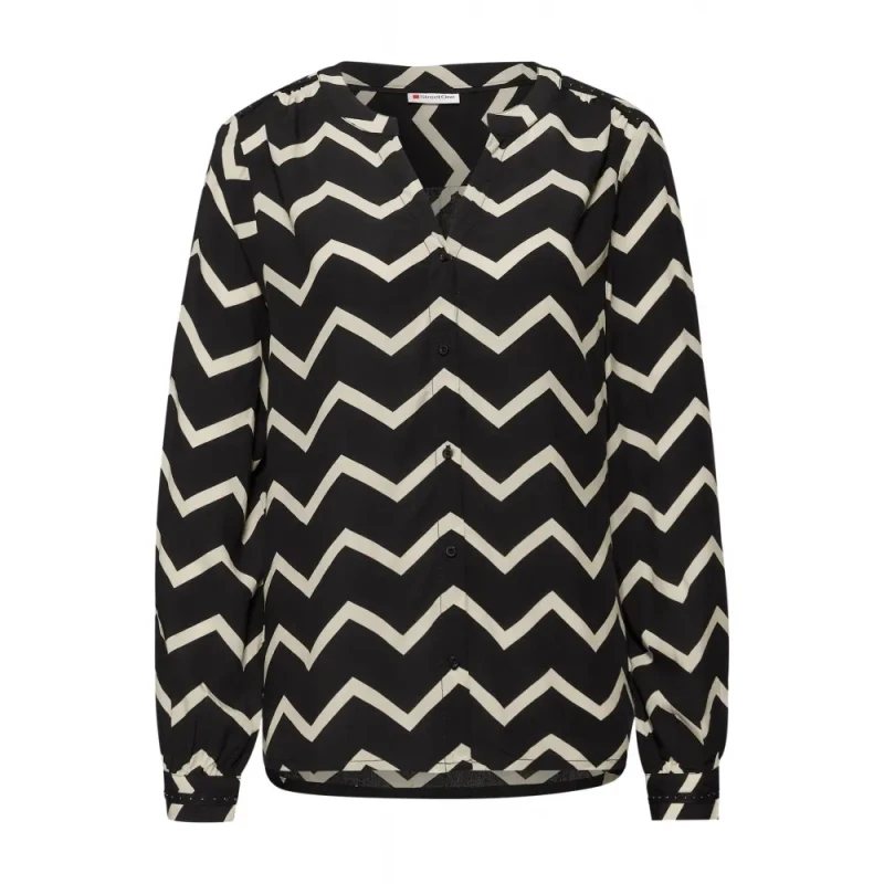 Image of cecil Womens button-up tunic blouse Cecil AOP Noir Female 34