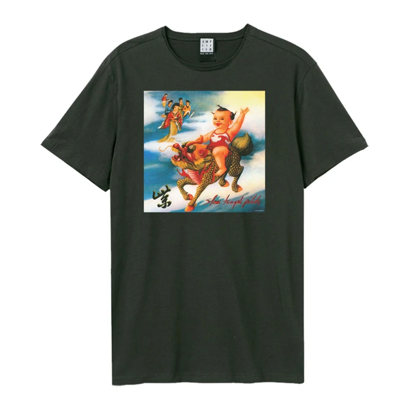 Image of Amplified Amplified Men Purple Album Cover Stone Temple Pilots T-Shirt in Charcoal Size: X-Small Charcoal XS Male 5063652157862