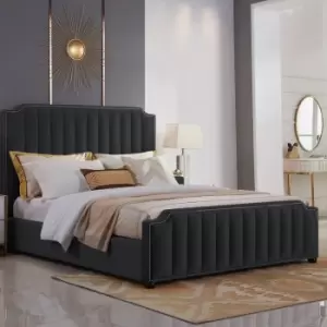 Image of Envisage Trade - Klara Upholstered Beds - Plush Velvet, King Size Frame, Black - Black