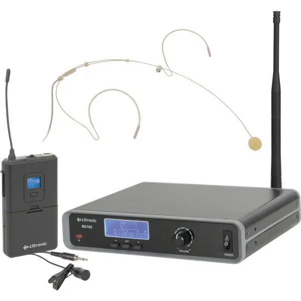 Image of Citronic Citronic RU105-N Multi-UHF Neckband Tie Clip Lavalier Wireless Microphone System RU105-N