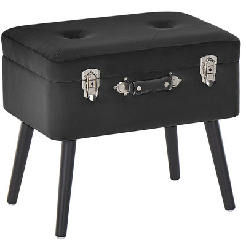Image of Beliani Storage Stool Mallard Velvet Black